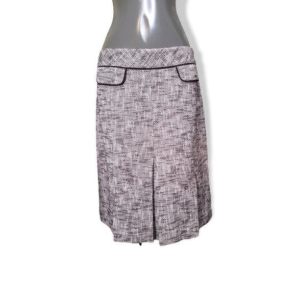 Ann Taylor Loft Women's Brown & White Side Zip Comfort Knee Length Skirt Size 12 - Picture 1 of 6
